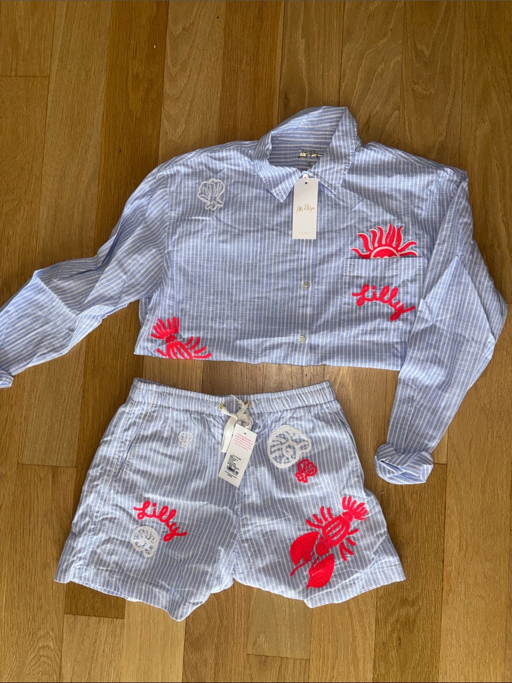 Lilly Pulitzer Jacaranda Blue Beach Day Embroidered 2 Piece Set